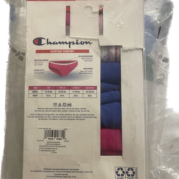 Champion Everyday Comfort 6 Girls Hipsters Cotton Stretch No Rode Up Girls LARGE - Picture 3 of 5